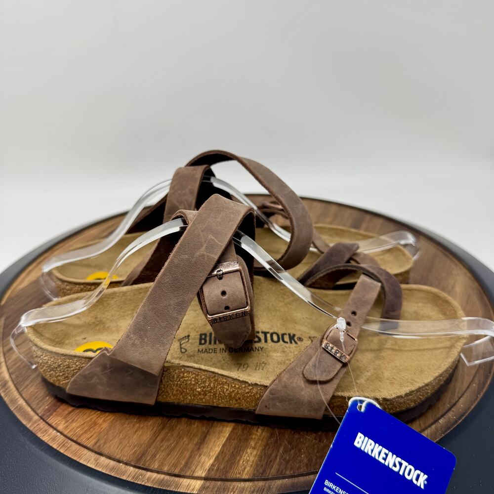 Birkenstock NEW Yara Habana Leather Criss Cross Ankle Strap Sandals 39 L8/M11 R